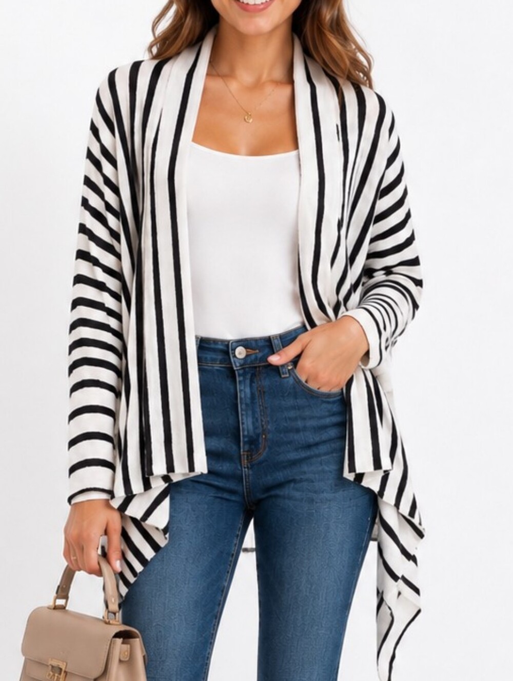 Comptoir des Cotonniers Black & White Striped Layering Cardigan XS/S